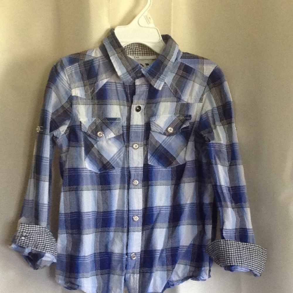 Blue plaid western style shirt